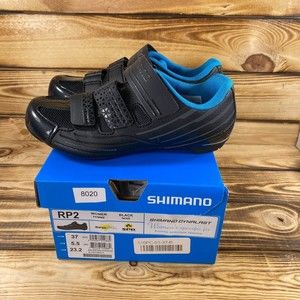 NEW Shimano Womens Size EU 37 US 5.5 SH-RP2 Black Blue Bicycle Cycling Shoes